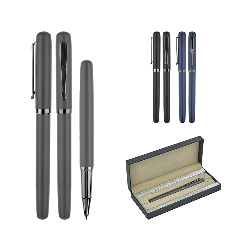 Ucuz Toptan Promosyon 1253-KR Füme Metal Roller Kalem Seti Modeli - 2