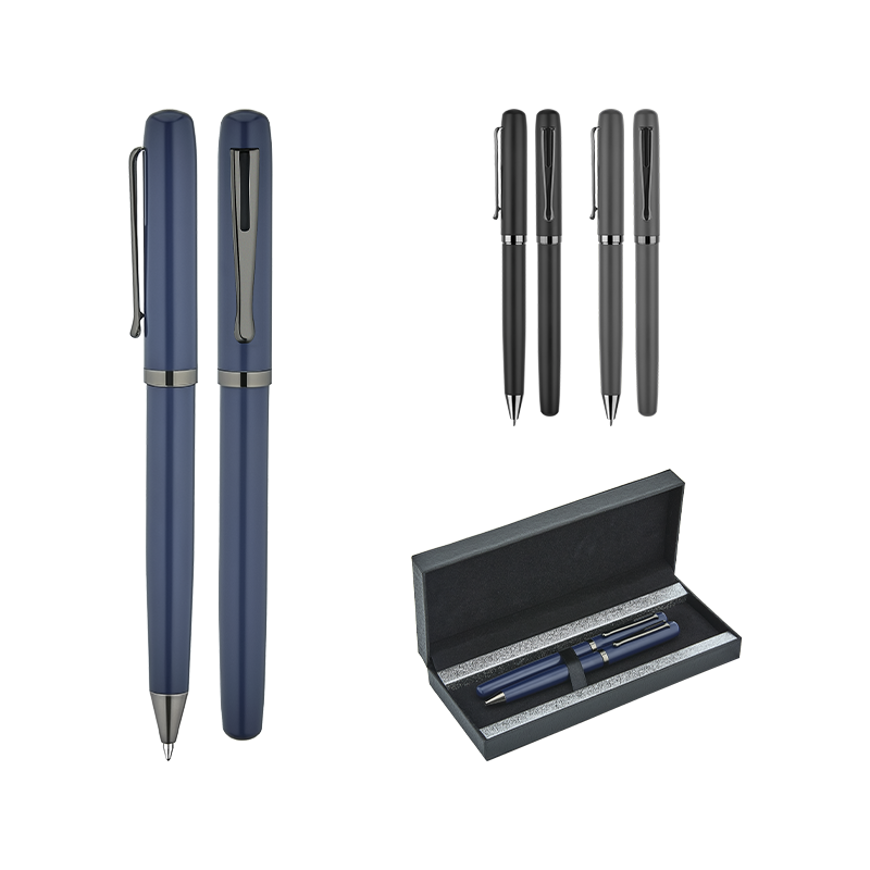 Ucuz Toptan Promosyon 1253-RT Füme Metal Roller & Tükenmez Kalem Seti Modeli - 2