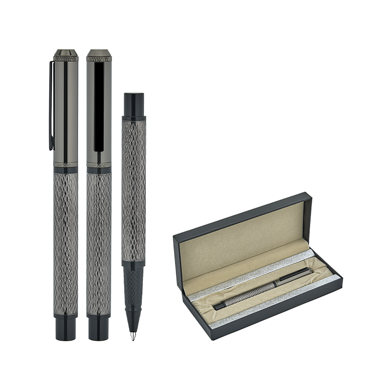 Toptan Promosyon 1254-KR Füme Metal Roller Kalem Seti Modelleri