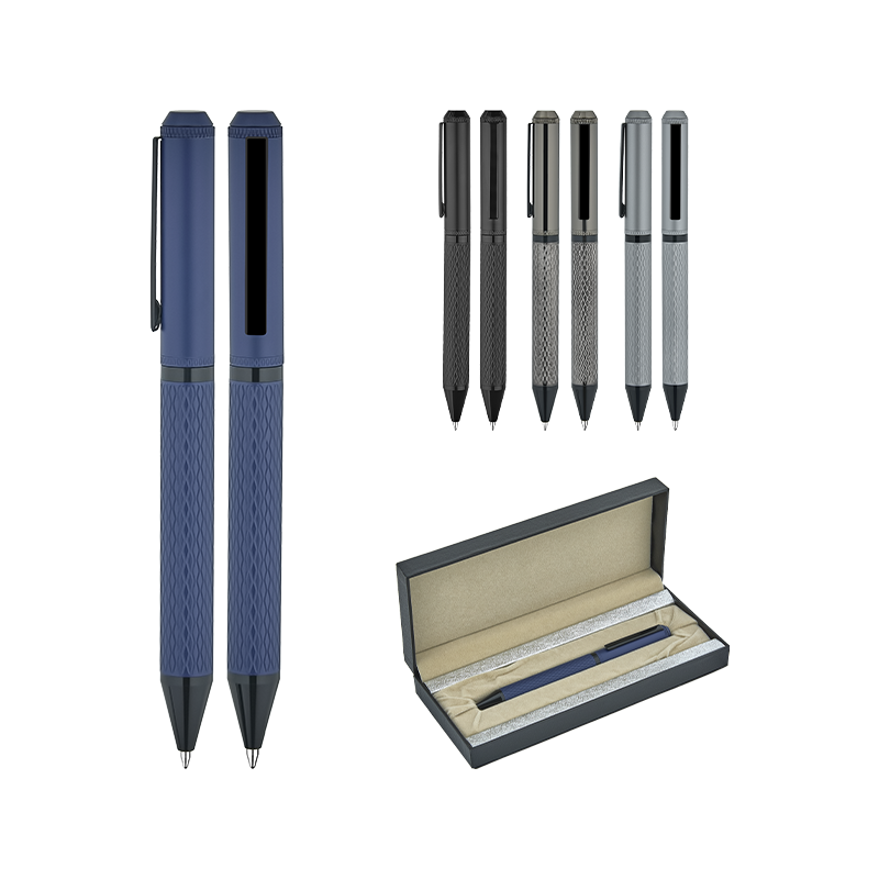 Ucuz Toptan Promosyon 1254-KT Silver Metal Tükenmez Kalem Seti Modeli - 2