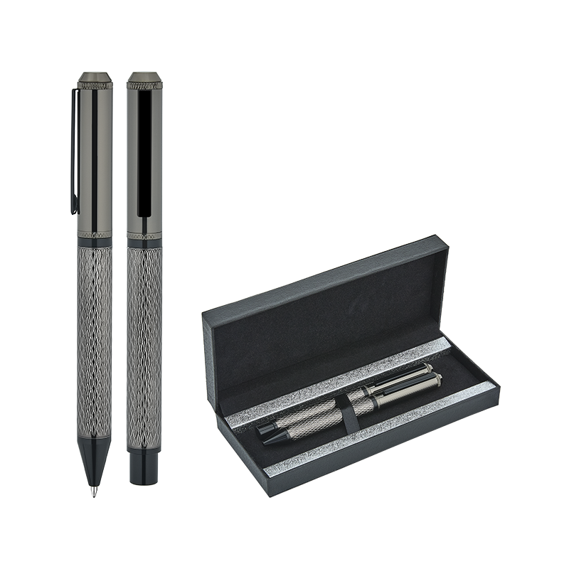 Toptan Promosyon 1254-RT Füme Metal Roller & Tükenmez Kalem Seti Modelleri