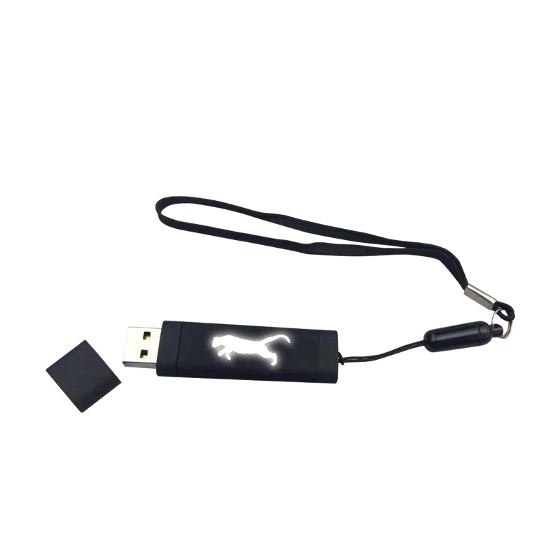 F-200-16 Siyah – Beyaz Işık 16 GB Işıklı Rubber Usb - Teknoloji Ürünleri Promosyon Ürünü